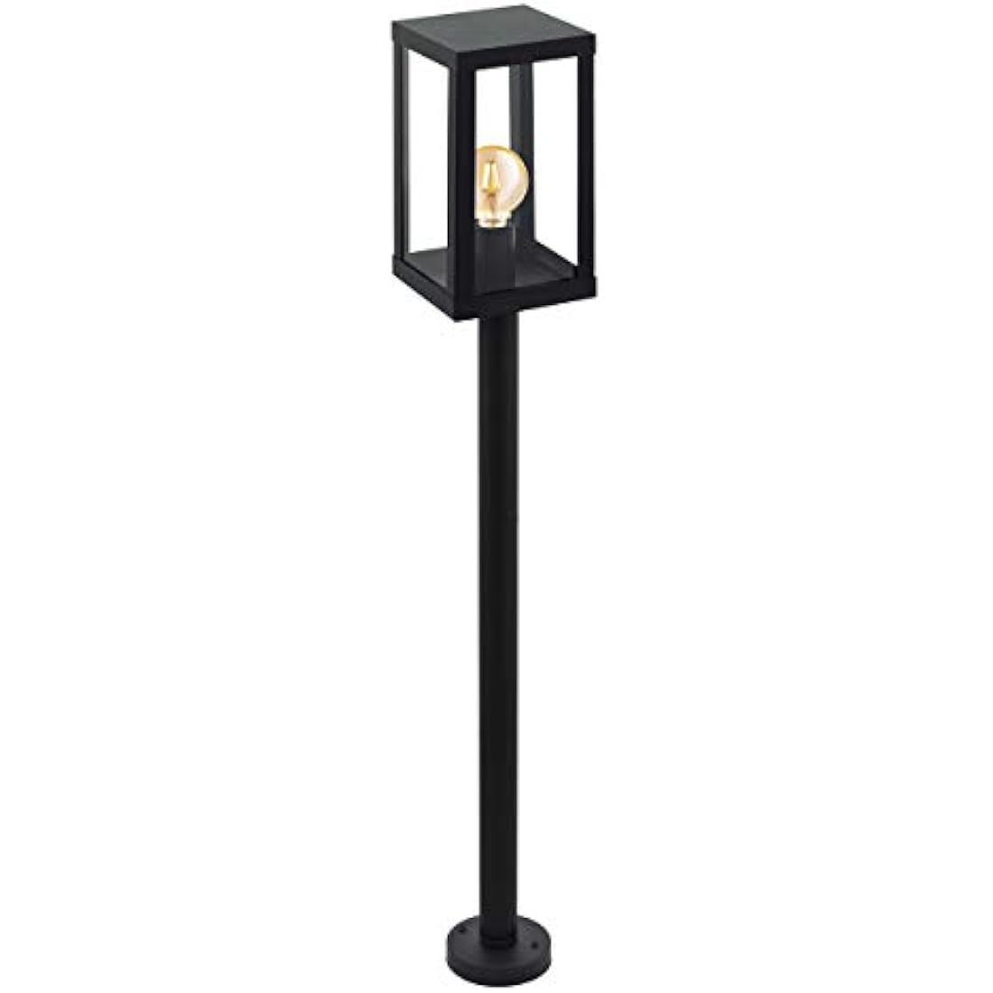 Eglo Alamonte 1 Outdoor Lamppost - Black Steel & Glass Garden Light