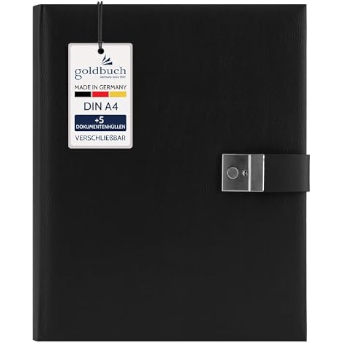 Goldbuch Bologna Document Folder – Black Faux Leather Office Portfolio
