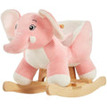 FUNLIO Pink Elephant Rocking Horse - Plush Ride-on Toy for Toddlers
