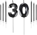 Black 30th Birthday Candles Set | Number 30 Cake Topper