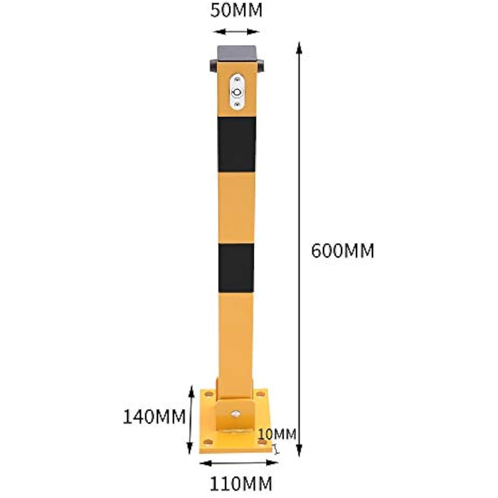 Foldable Steel Car Parking Barrier Post - 60cm Yellow/Black