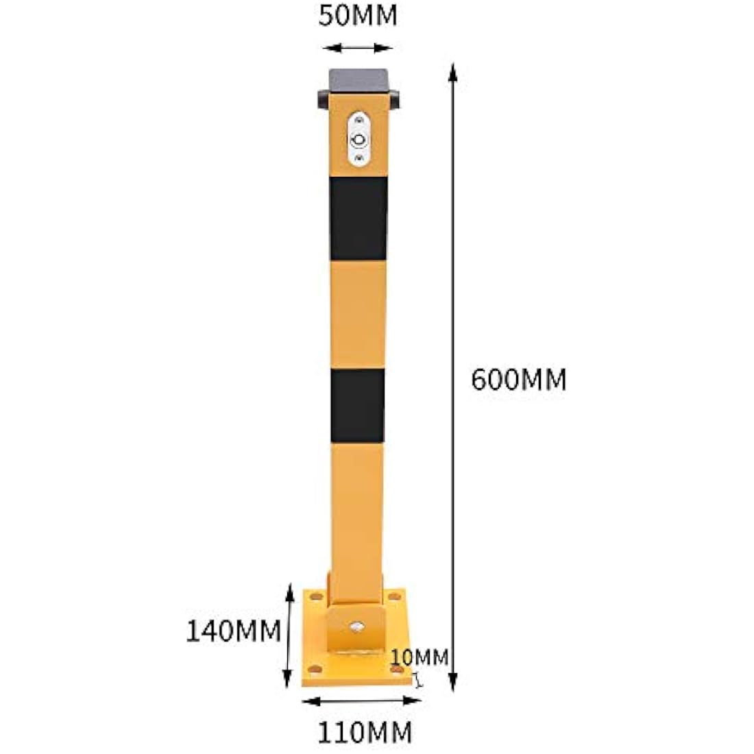 Foldable Steel Car Parking Barrier Post - 60cm Yellow/Black