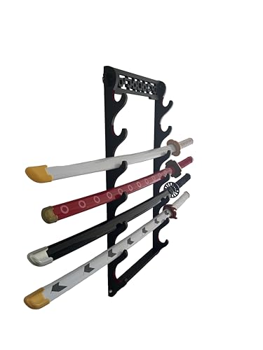 7-Tier Velvet Padded Katana Stand - Wall Mount Sword Rack