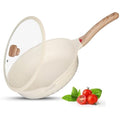 NTIGNIS 28cm Deep Frying Pan with Lid | Non-Stick Induction Skillet