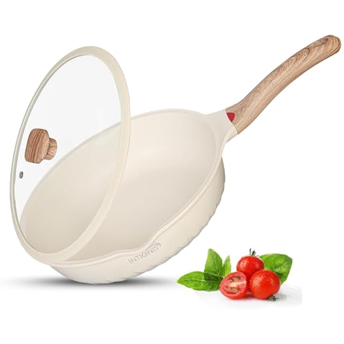 NTIGNIS 28cm Deep Frying Pan with Lid | Non-Stick Induction Skillet