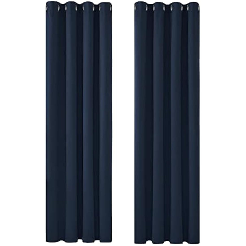 Deconovo Thermal Blackout Eyelet Curtains - Navy Blue, 46 x 90 Inch