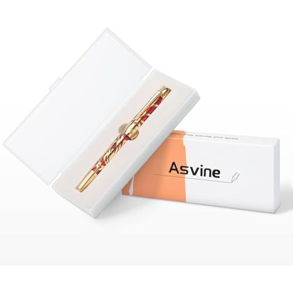 Asvine P80 Piston Fountain Pen – Red Skeleton Acrylic Extra Fine Nib