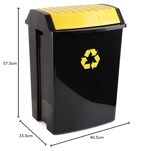 TATAY Recycling Bin – 50L Polypropylene Waste Bin with Swing Lid