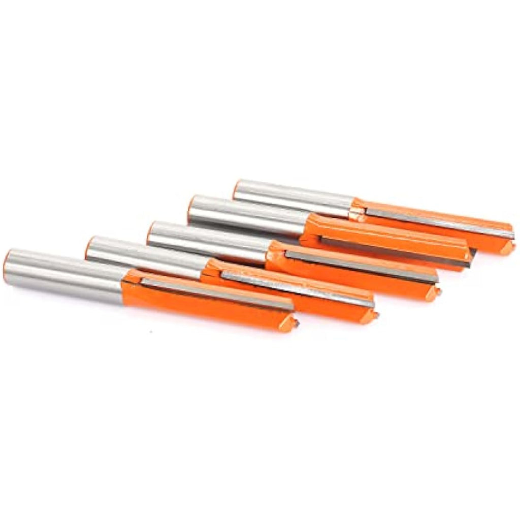 Sinoprotools 5pc Straight Router Bit Set | 1/2" Shank Carbide Cutters