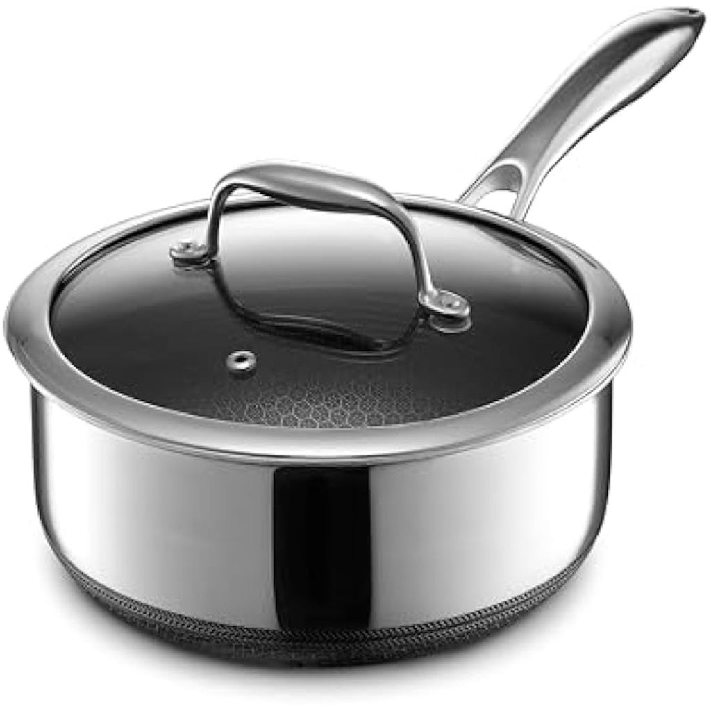 HexClad 3-Litre Hybrid Nonstick Saucepan | Stainless Steel & Induction