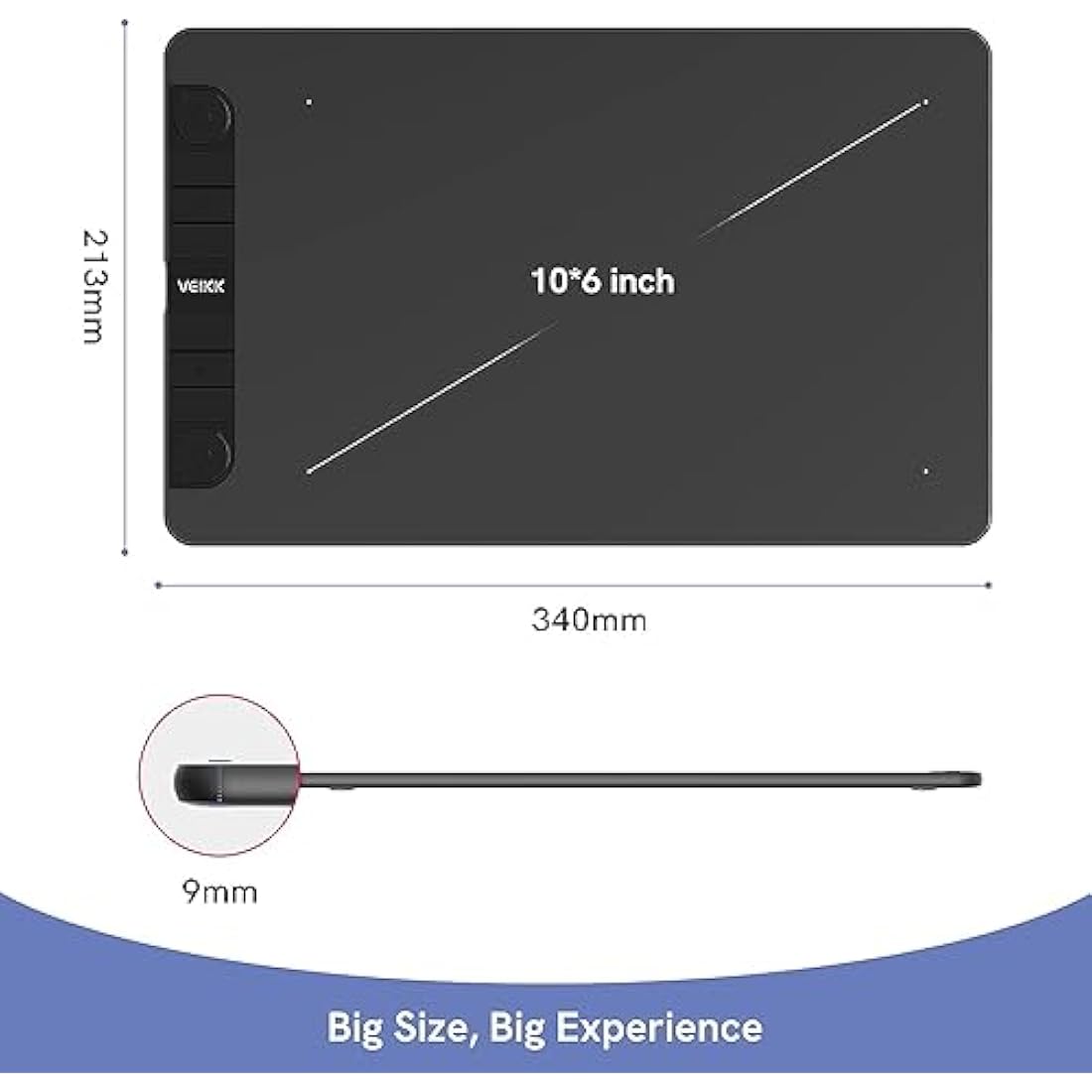 VEIKK VK1060PRO Drawing Tablet | 10x6 Inch Graphic Pad with 2 Scroll Wheels