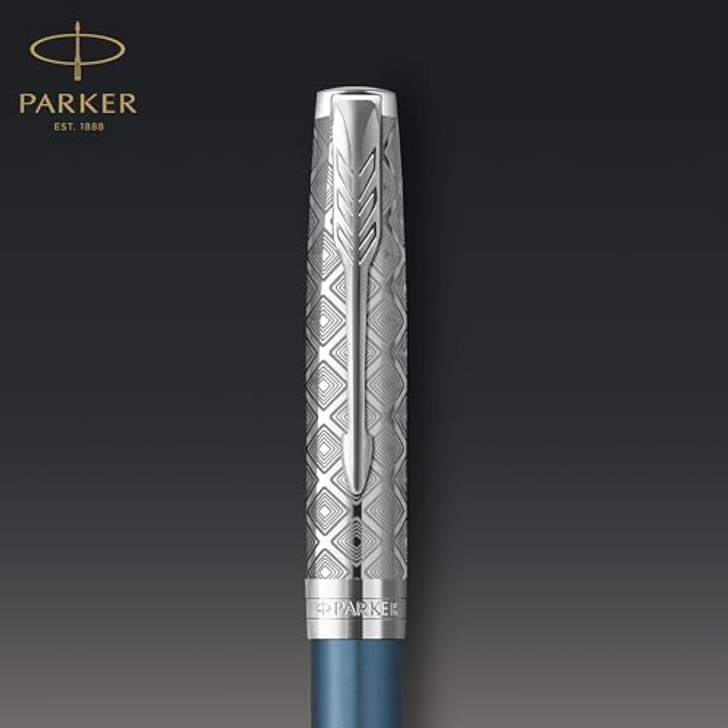 Parker Sonnet Ballpoint Pen – Blue Satin Finish with Chrome Trim