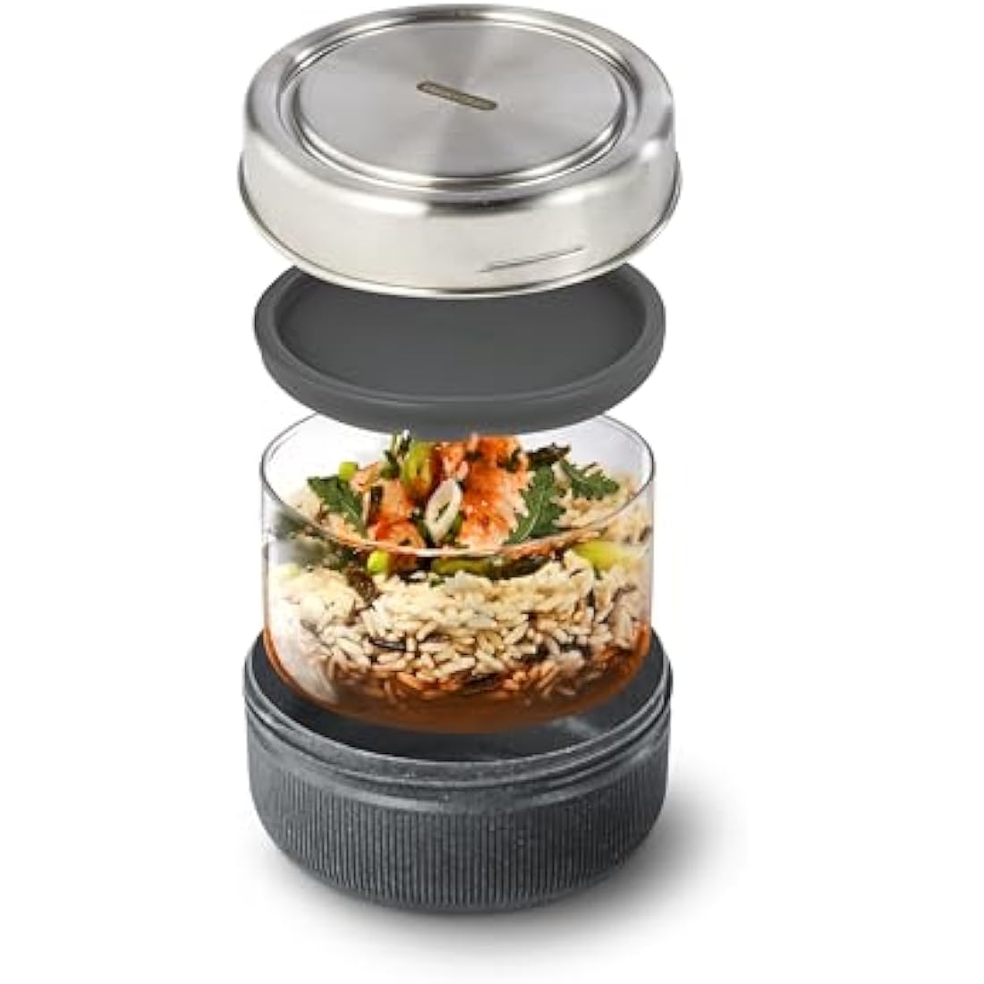 Black+Blum Glass Lunch Pot – Leakproof 750ml Meal Prep Bowl, Slate