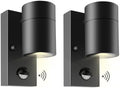 Jolof Store Outdoor Motion Sensor Wall Lights | IP44 Black Stainless Steel – 2 Pack