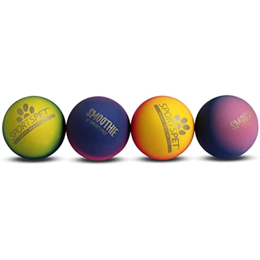 SPORTSPET Tough Bounce Natural Rubber Dog Balls - 4 Pack (65mm)
