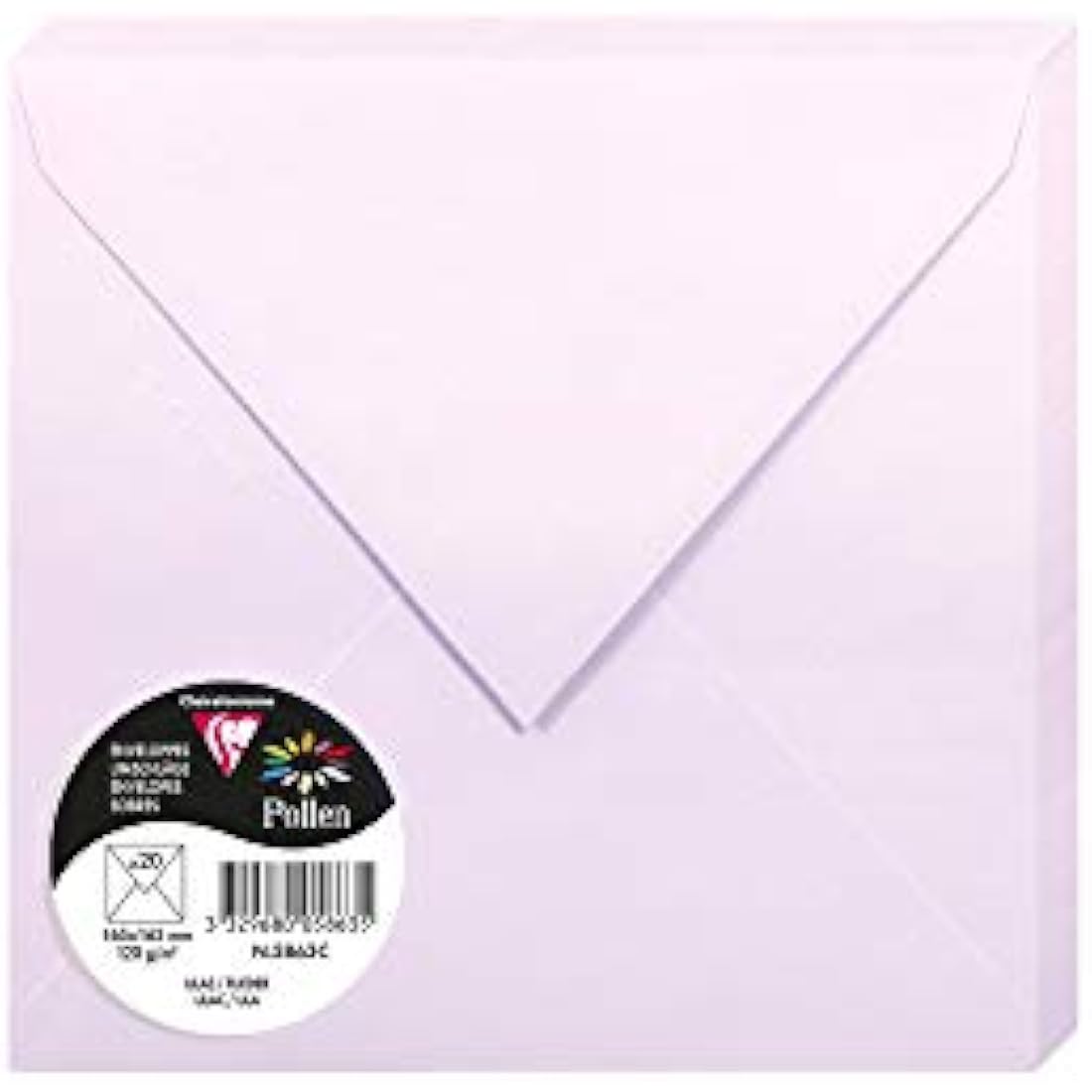 Clairefontaine Pollen Lilac Square Envelopes - 165x165mm (Pack of 20)