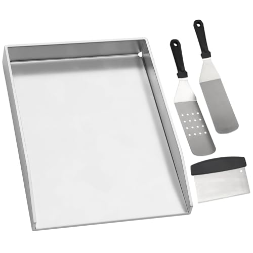 WELL GRILL Stainless Steel Plancha Plate – 30x40cm BBQ Grill Pan Set