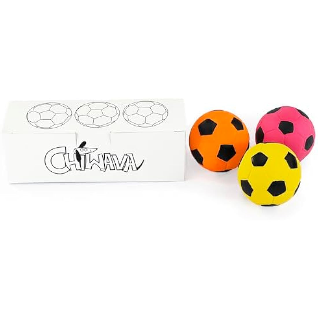 Chiwava Squeaky Latex Dog Footballs | 3-Pack Interactive Fetch Toys