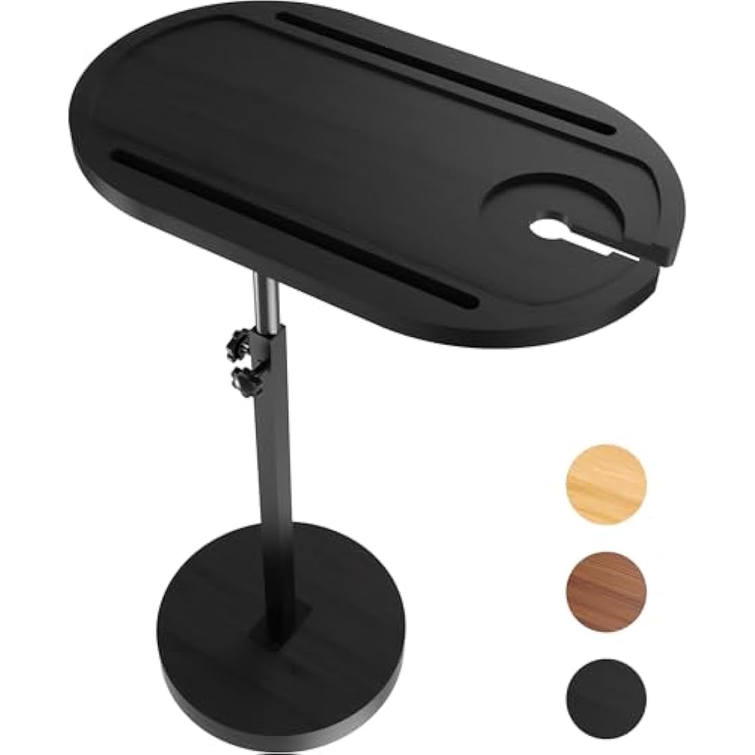 NiHome Bamboo Swivel TV Tray Table – Adjustable Height Couch Side Table