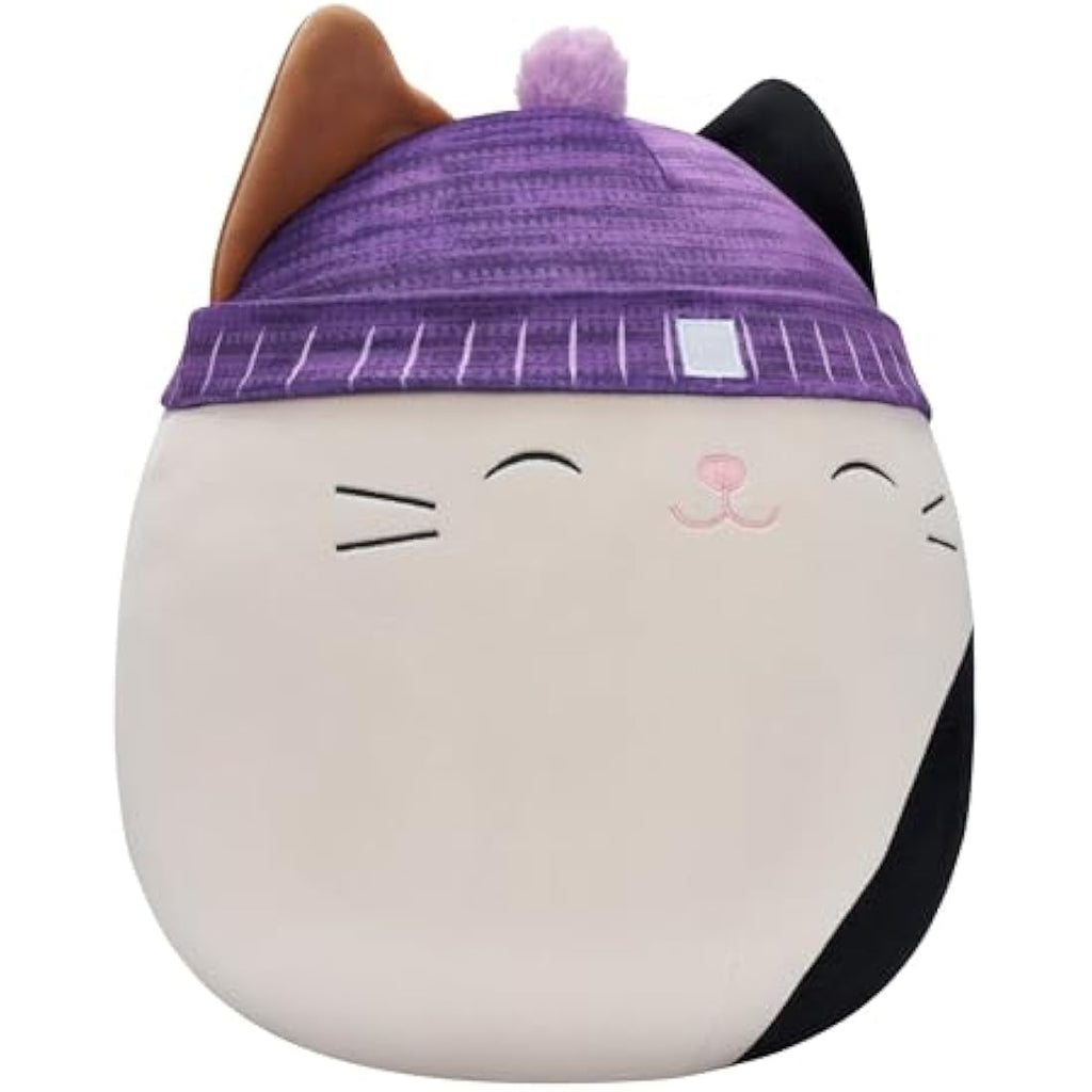 Squishmallows Cam the Cat Plush – 16-Inch Large Calico with Purple Beanie