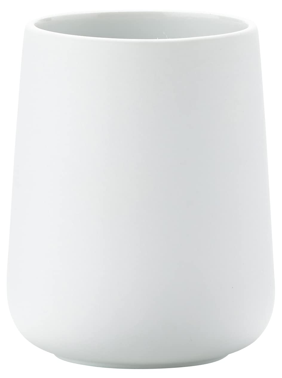 Zone Denmark Nova Ceramic Toothbrush Tumbler – Soft Touch White Cup