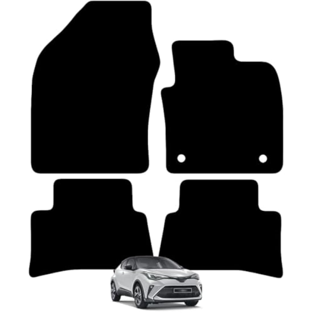 Jolof Store Toyota C-HR 2017-2024 Tailored Car Floor Mats – Black Carpet