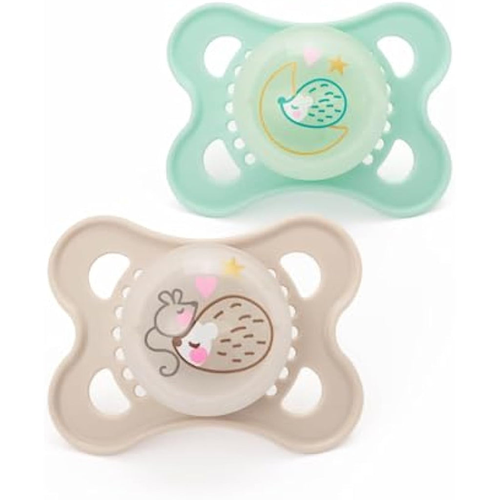 MAM Original Night Soothers | 0-6 Months | Glow in The Dark | 2 Pack