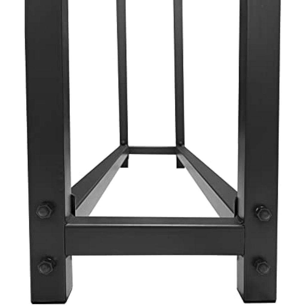 QUICK STAR Metal Firewood Rack with Protective Cover – 113x25x115cm Grey