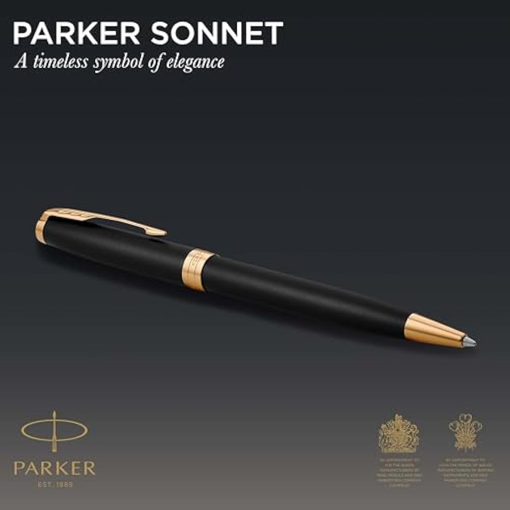 Parker Sonnet Ballpoint Pen – Matte Black Lacquer with Gold Trim