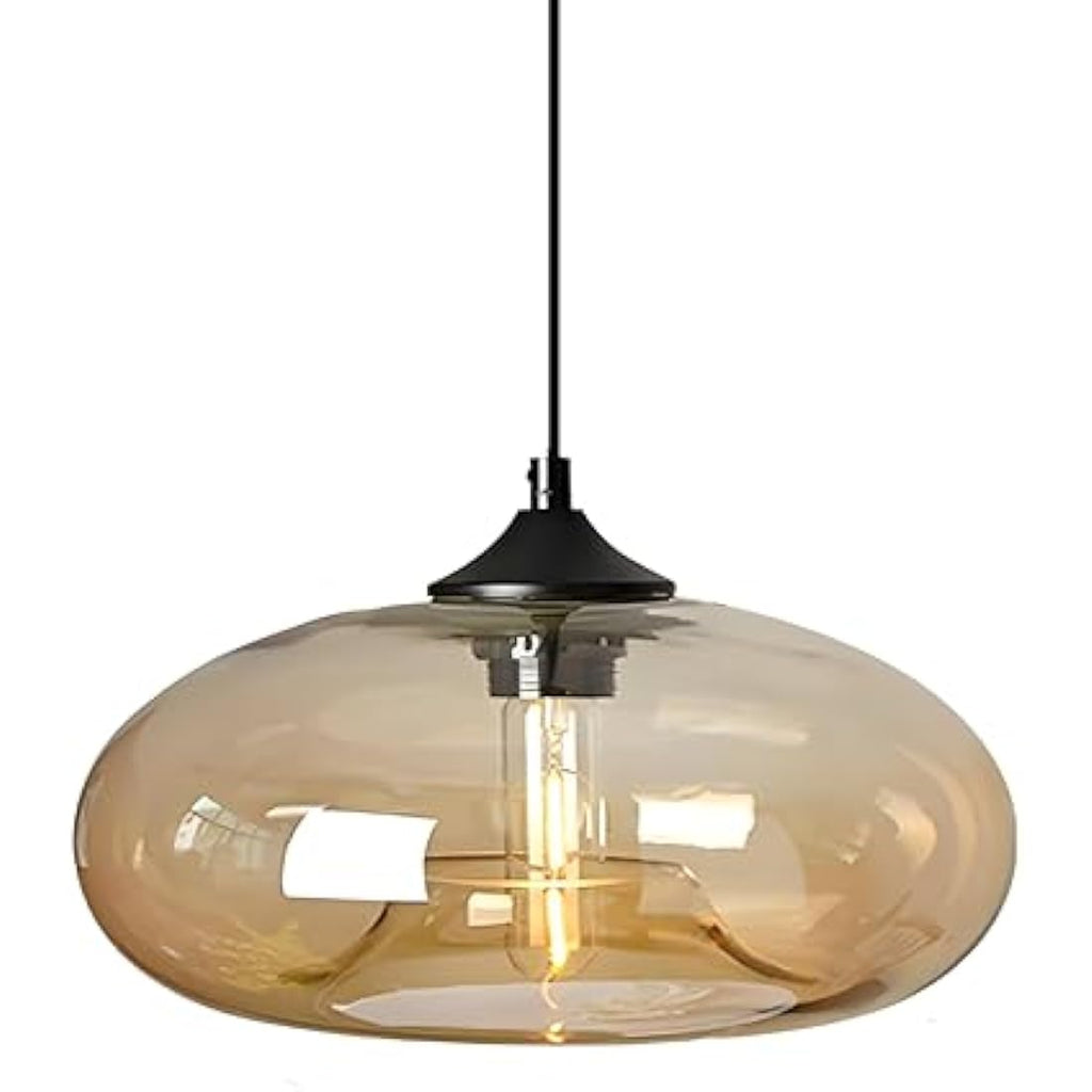 Jolof Store Industrial Glass Pendant Light – Amber Vintage Hanging Lamp
