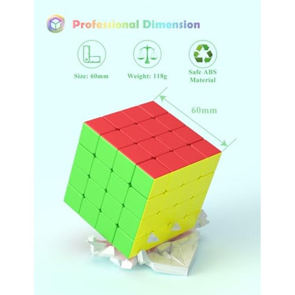 Roxenda 4x4 Speed Cube – Stickerless Frosted Magic Puzzle Toy
