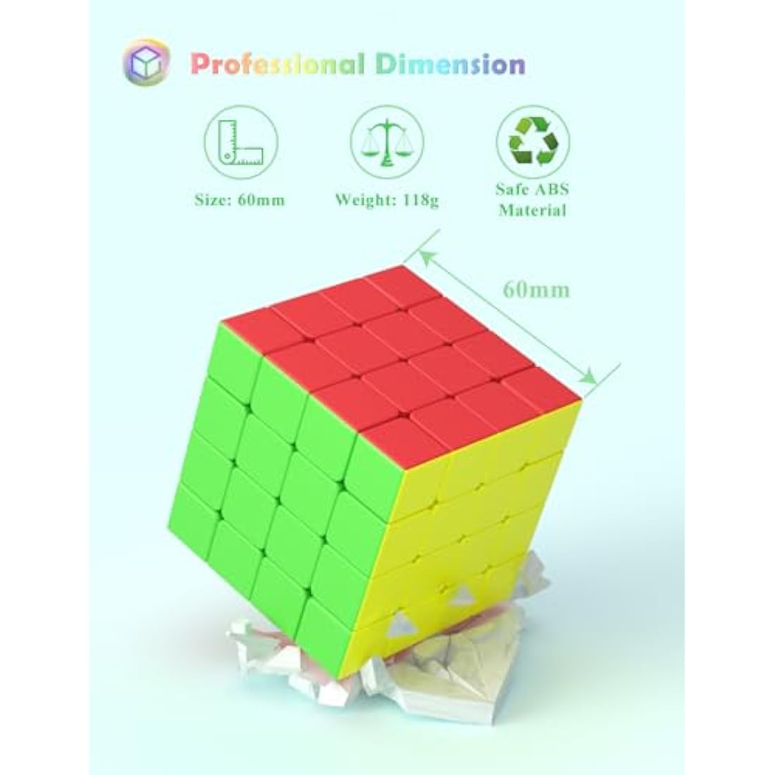 Roxenda 4x4 Speed Cube – Stickerless Frosted Magic Puzzle Toy