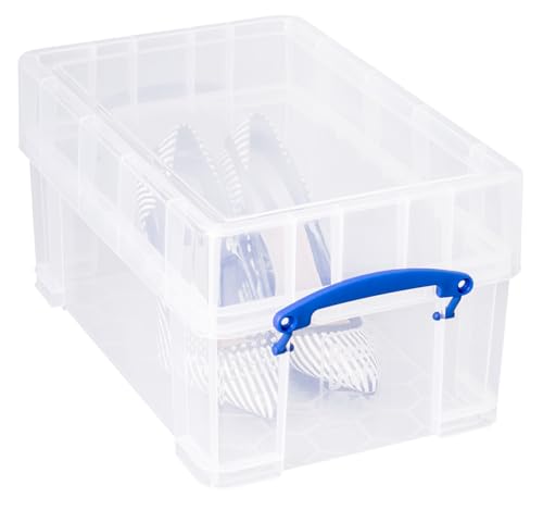Really Useful Box 9 Litre Clear Plastic Storage Bins with XL Lid - 4 Pack