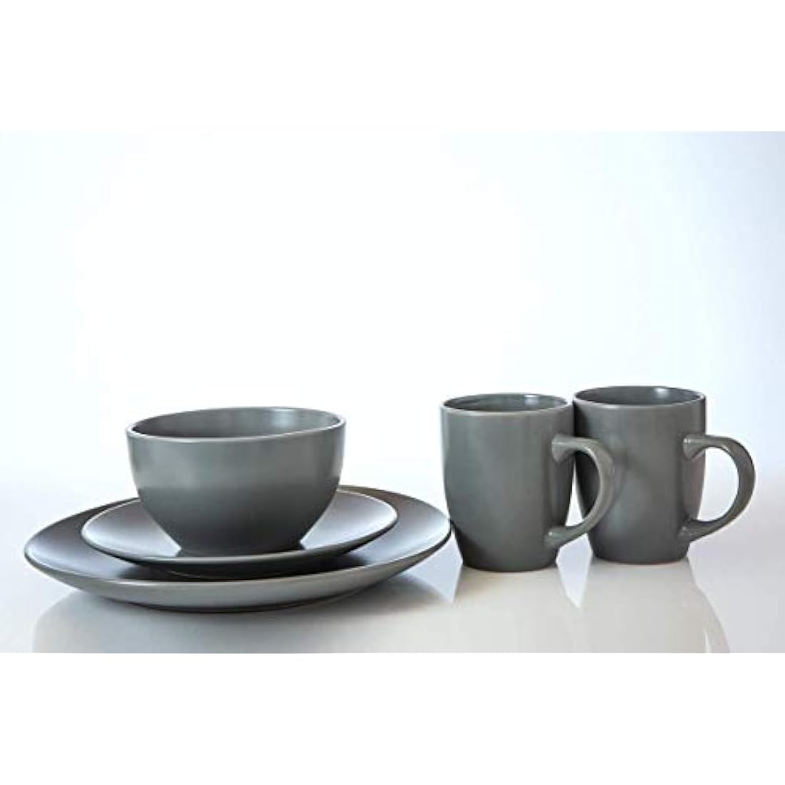 HOMD 16-Piece Stoneware Dinnerware Set | Gray Ceramic Service for 4