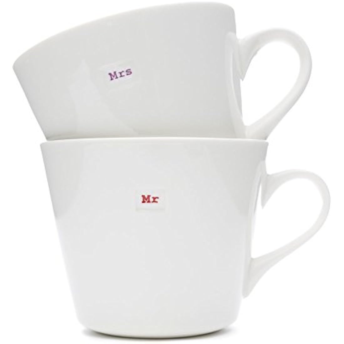 Keith Brymer Jones Porcelain Mr & Mrs Mug Pair - White Ceramic 350ml