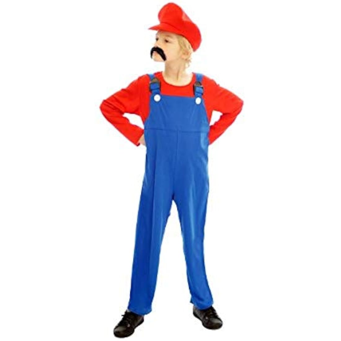Jolof Store Super Mario Style Workman Costume - Kids Red Medium (7-9)