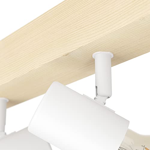 EGLO Townshend 3 Ceiling Lamp – 4-Flame Industrial Wood & Steel Spot