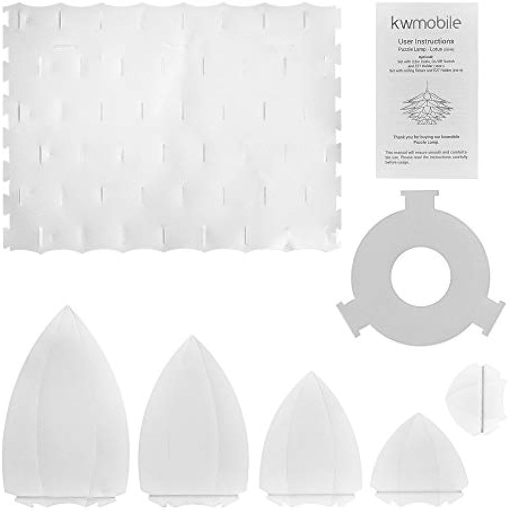 kwmobile Lotus Flower DIY Puzzle Pendant Lamp Shade - White, 20 Inch
