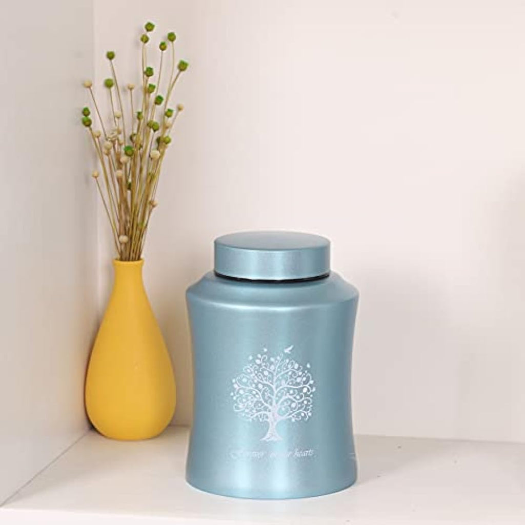 Blue Stainless Steel Cremation Urn for Human Ashes