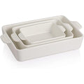 Sweejar Home Ceramic Rectangular Baking Dish Set - White Porcelain Casserole