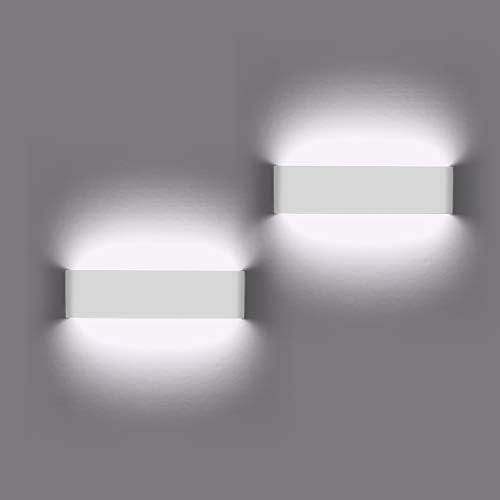 12W LED Indoor Wall Lamp - Modern Cool White Sconce 2 Pack