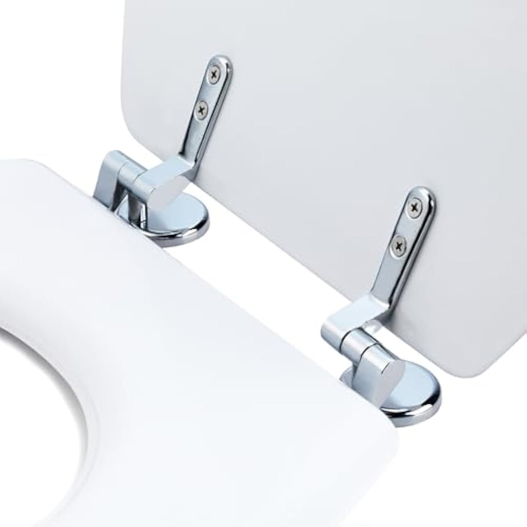 Beldray Oval White Wooden MDF Toilet Seat – Stainless Steel Hinges