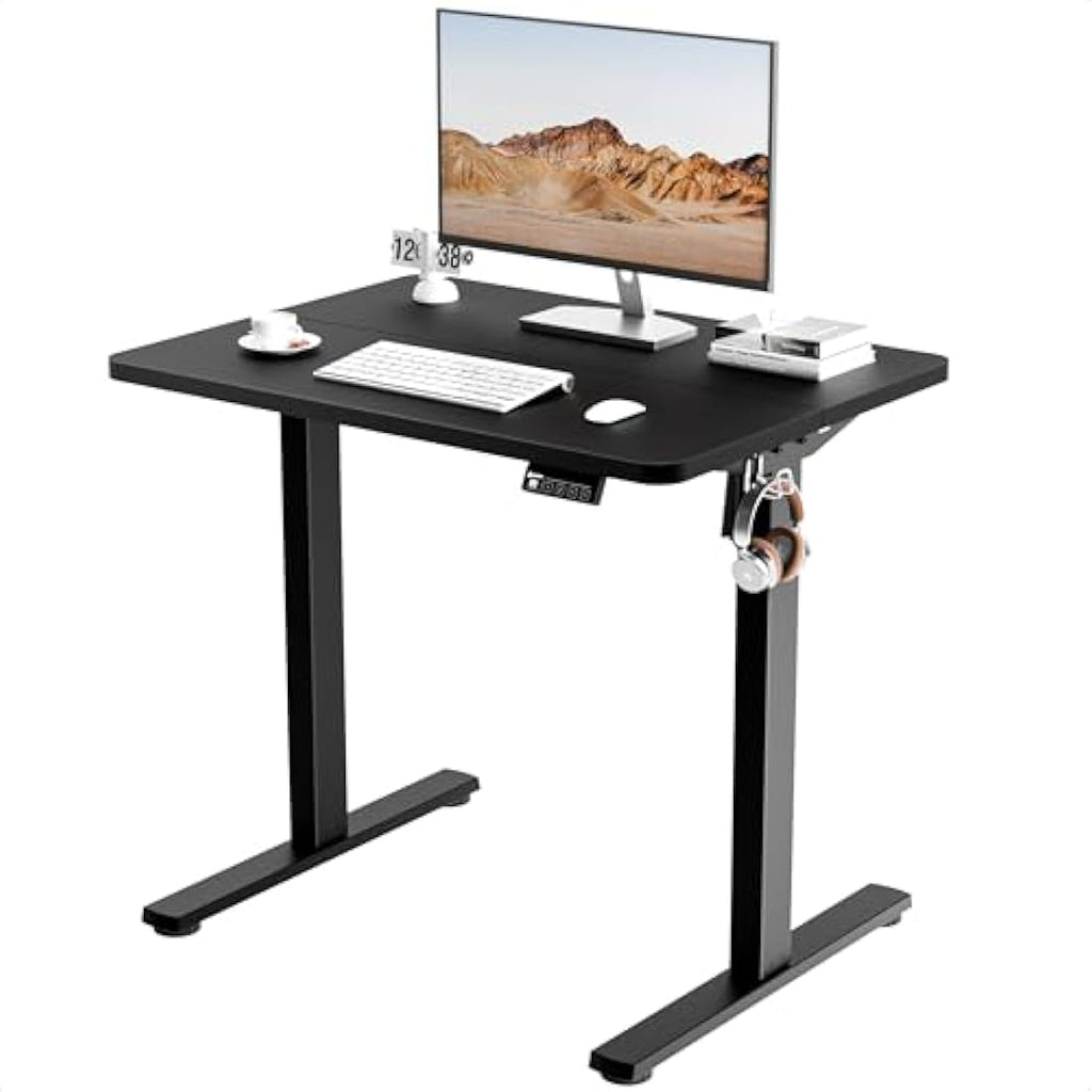 ERGOMAKER Electric Standing Desk - 80x60cm Sit Stand Desk, Black Frame