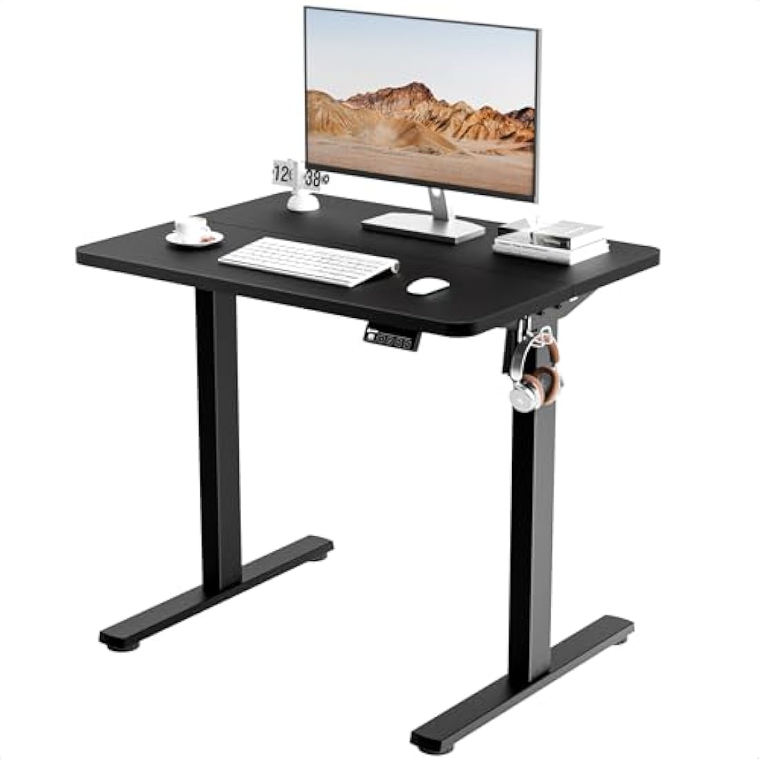 ERGOMAKER Electric Standing Desk - 80x60cm Sit Stand Desk, Black Frame