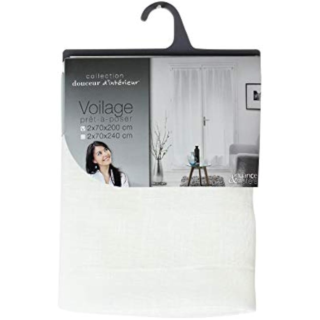 Douceur d'Intérieur Milza White Straight Curtain Rods - 70 x 200 cm