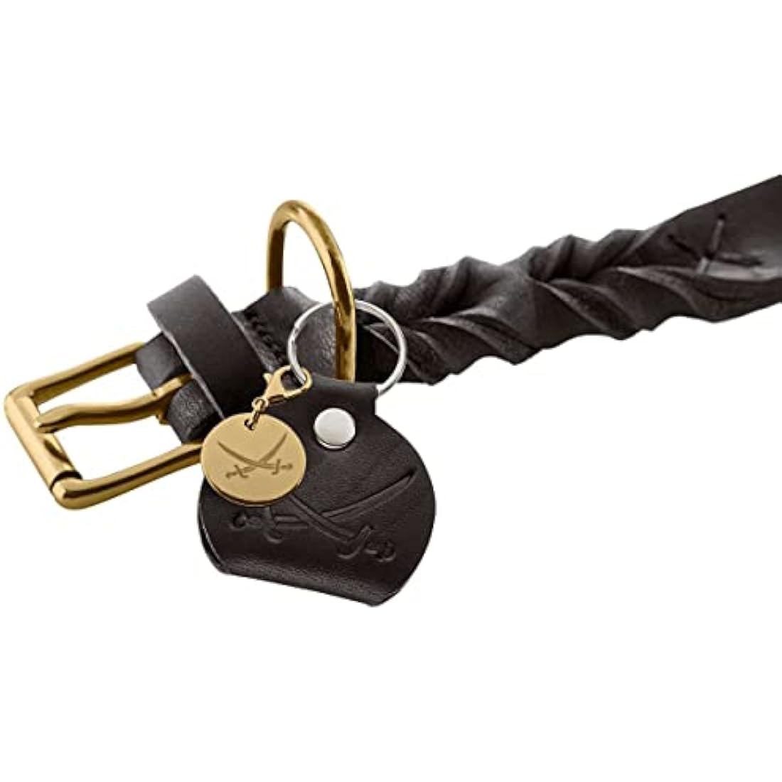 HUNTER Sansibar Solid Leather Dog Collar | Braided Black Cowhide