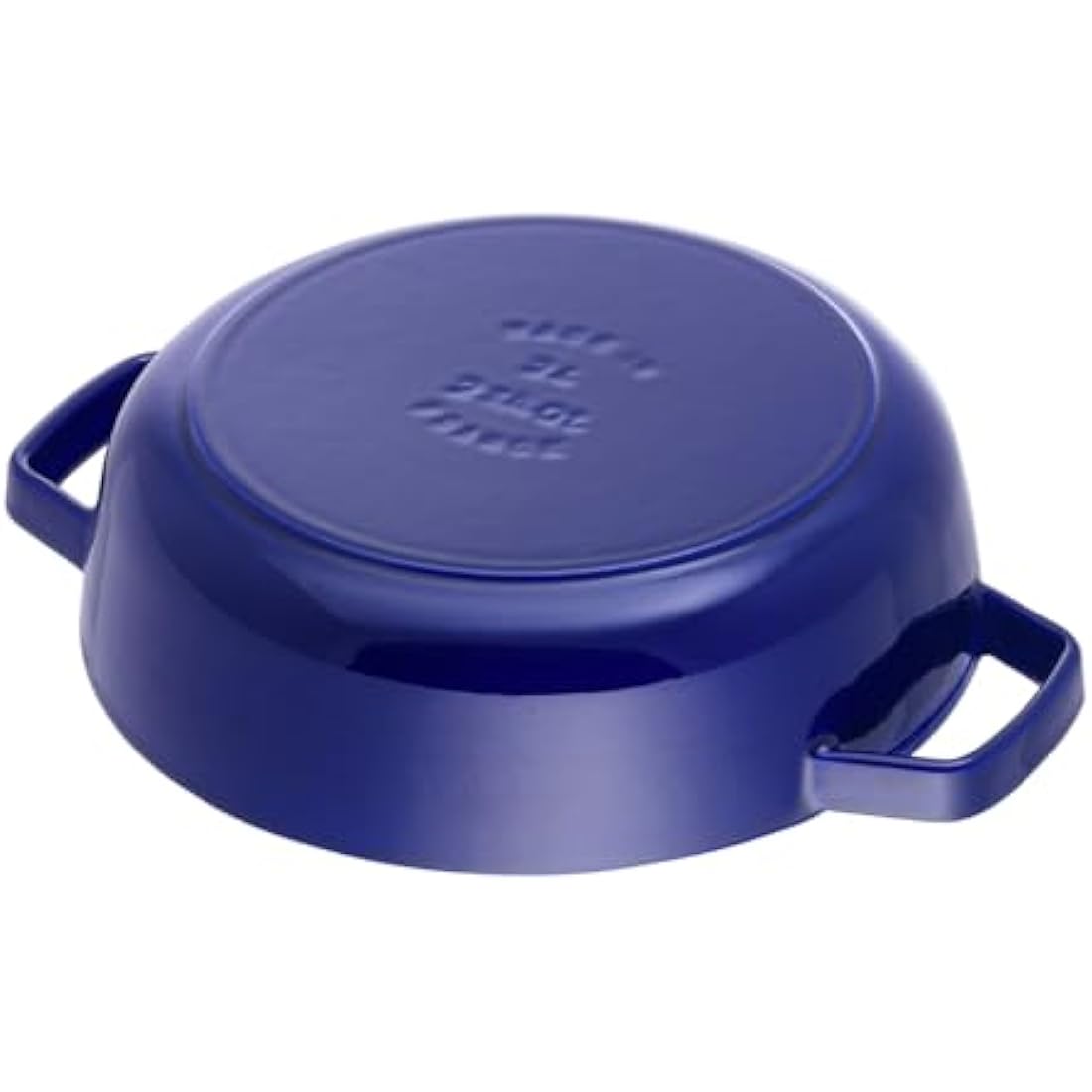 Staub Cast Iron Chistera Sauté Pan - Dark Blue Enamelled Cocotte, 28 cm