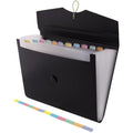 D.RECT A4 Expanding File Folder | 12-Pocket Document Organiser - Black