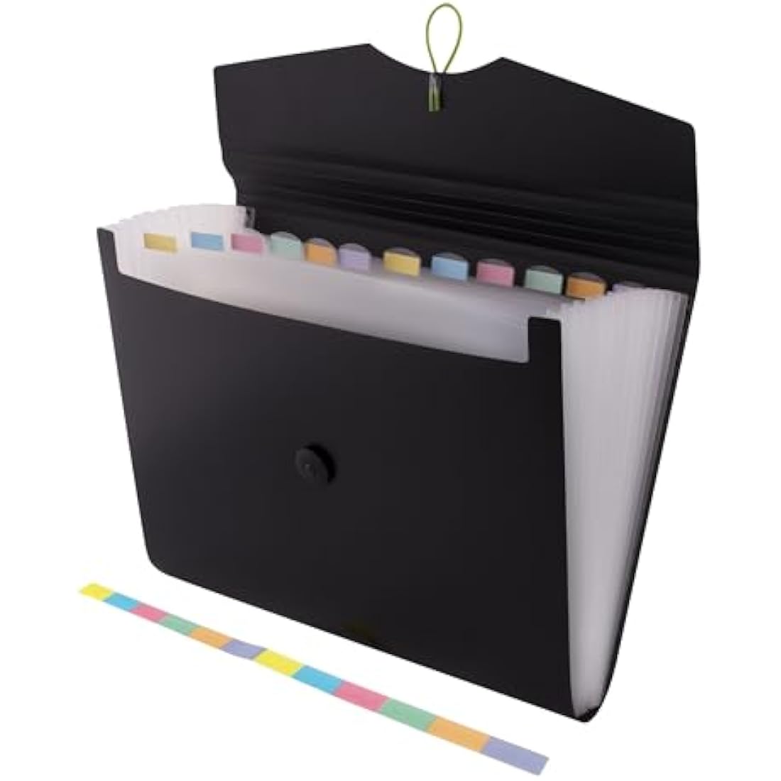 D.RECT A4 Expanding File Folder | 12-Pocket Document Organiser - Black
