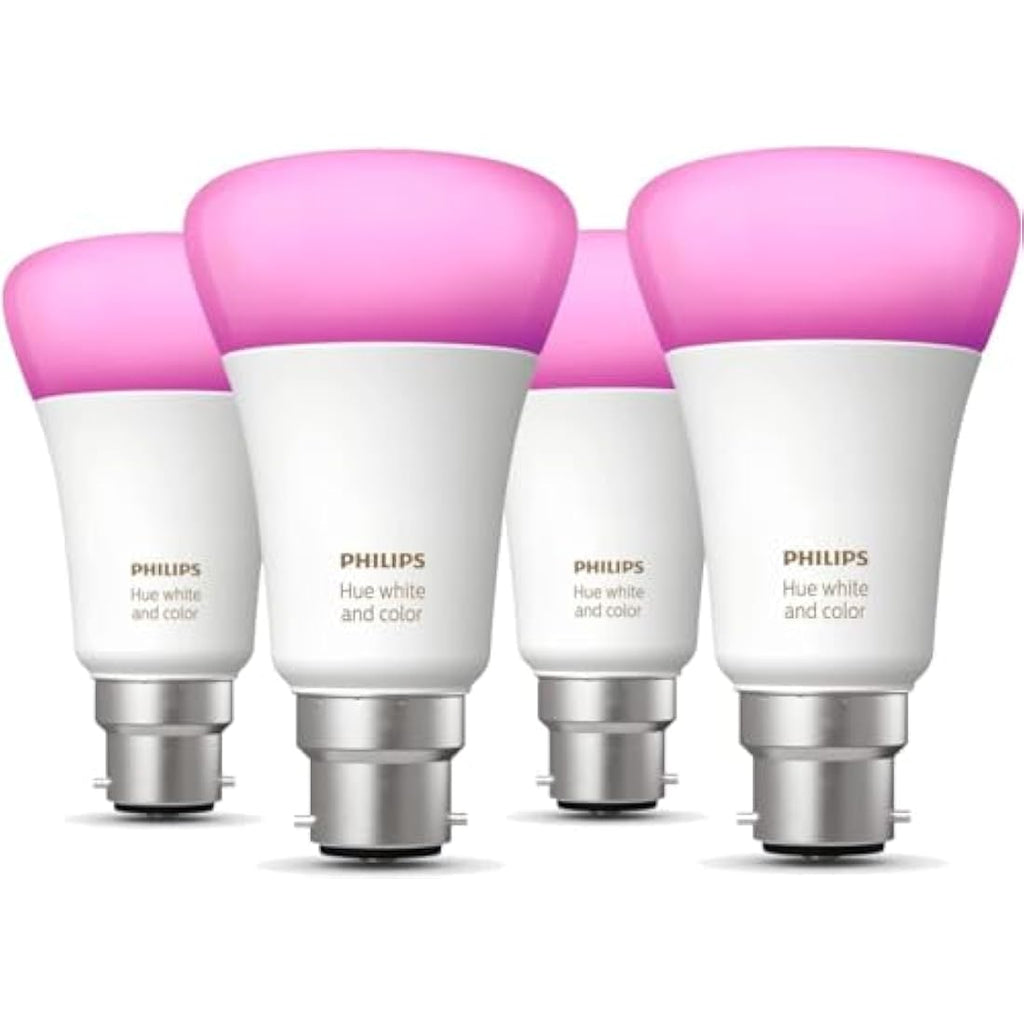Philips Hue White & Colour Ambiance Smart LED Bulb B22 4-Pack